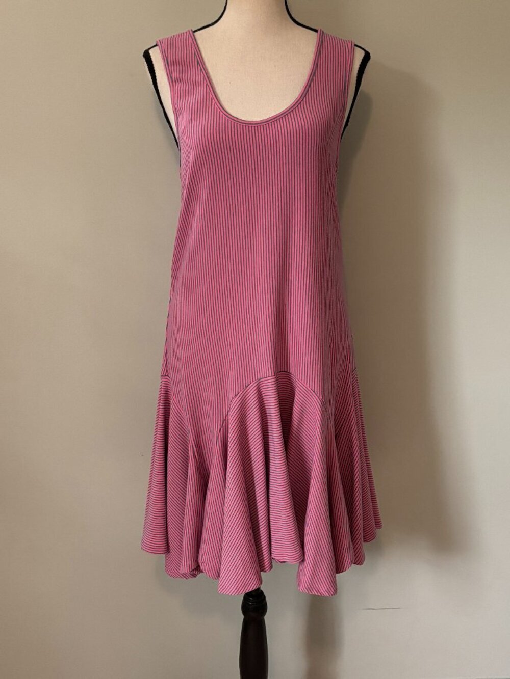 dRA Los Angeles Pink Striped Knit Fit-and-Flare Dress Large Like New